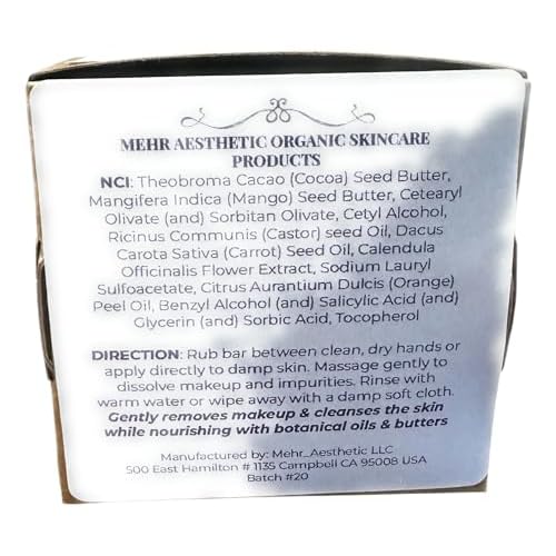 Mehr Aesthetic Organic Skincare Calendula Orange Facial Cleanser and Makeup Remover Bar