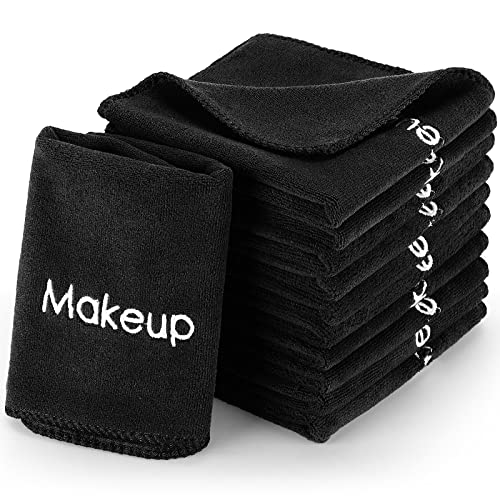 Macarrie 48 Pcs Makeup Towels Gifts Bulk for Women Easter Mother's Day Teacher Employee 12 x 12 Inch Make up Cloth Microfiber Wash Reusable Remover Face Skin Cleaning Soft Absorbent Spa Facial(Black)
