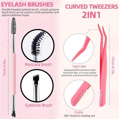Pink DIY Lash Extension Kit 966Pcs for False Eyelash Extensions & Grooming