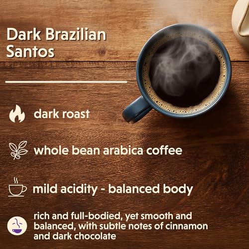Dark Brazilian Santos Coffee Beans 5lb Whole Bean - Rich, Bold Flavor, Perfect for Coffee Lovers - Variation: 80 Ounce Pack