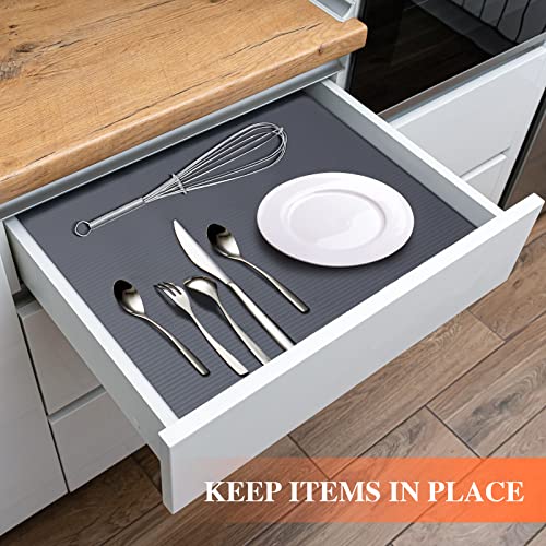 Mcrbeay Non-Adhesive Washable Shelf Liner for Cabinets, Dark Gray, 24"W x 30' L