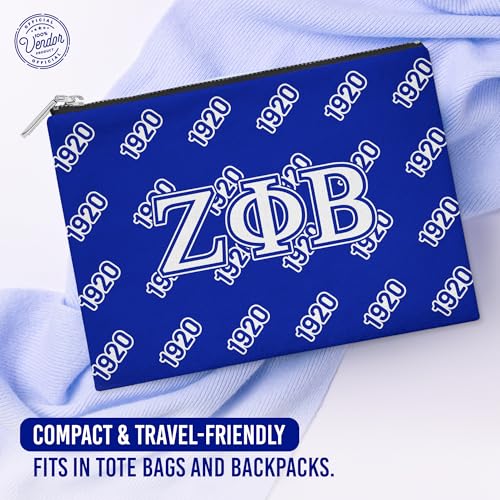 Zeta Phi Beta Sorority Paraphernalia - Official Vendor - Flat Makeup Bag - Accessory Bag - Greek Letters