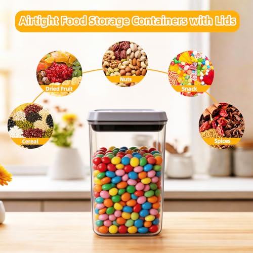 12 Pack Airtight Food Storage Containers Set - Clear Plastic Kitchen Organization