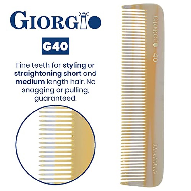Giorgio Beard Combs Set - Handmade Ivory Beard Combs Kit for Facial Grooming - Includes Fine and Wide Tooth Pocket Dresser Comb + Fine Tooth Straightening and Mini Mustache Comb