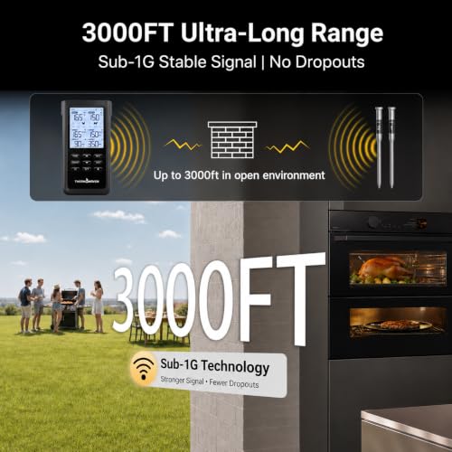 Wireless Meat Thermometer with 2 Probes, No App Needed, Long Range