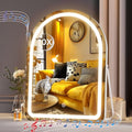 Hasipu Vanity Mirror with Lights and Bluetooth Speaker, 13.8"¡¿ 18" Arched LED Makeup Mirror, Lighted Makeup Mirror with Lights, Smart Touch Control Dimmable 3 Modes Light 360¡ÆRotation White