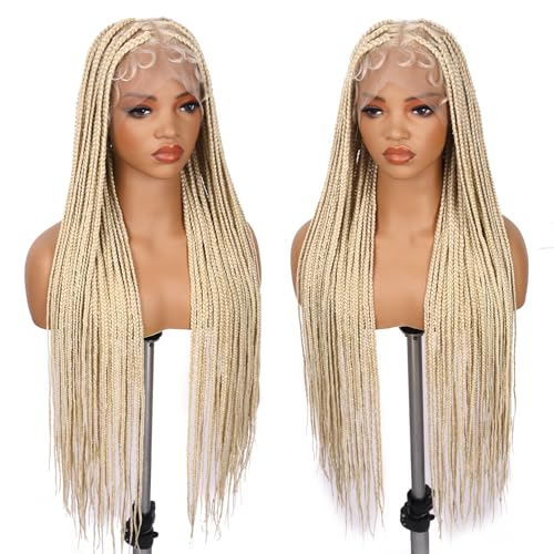 Lady Miranda Full Lace Box Braid Wig for Black Women, 34-Inch Natural-Looking Synthetic Hair