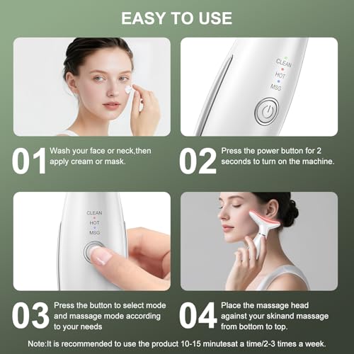 Red Light Therapy for Face, LED Face Massager Tool with Vibraion, Porable Facial Massager for Skin Care at Home, Wrinkle Reducer Face Sculpting Tool£¬Micro-current Facial Beauty Device(Model AM-810W)