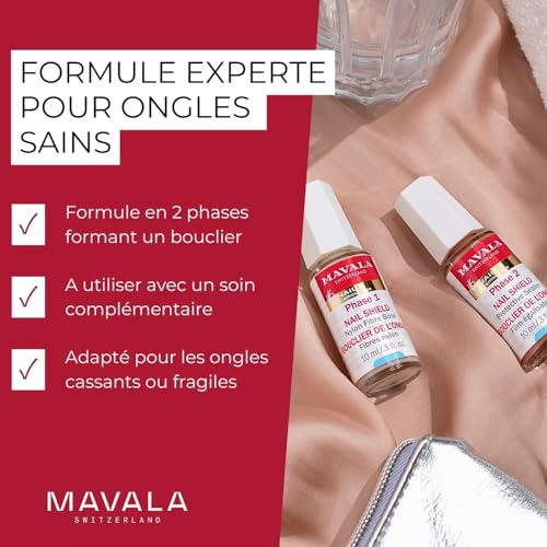 Mavala Nail Shield 2-Step Nail Strengthening & Repair Kit - Clear Top Coat & Hardener