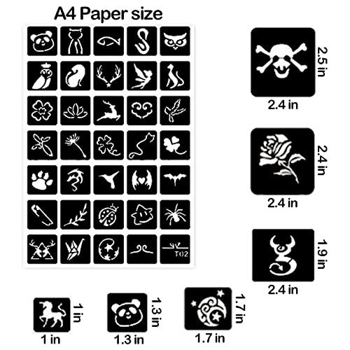 Henna Tattoo Stencils Kit Reusable for Man and Women, 423+PCS Tattoo Templates, Temporary Glitter Airbrush Tattoo Stencil