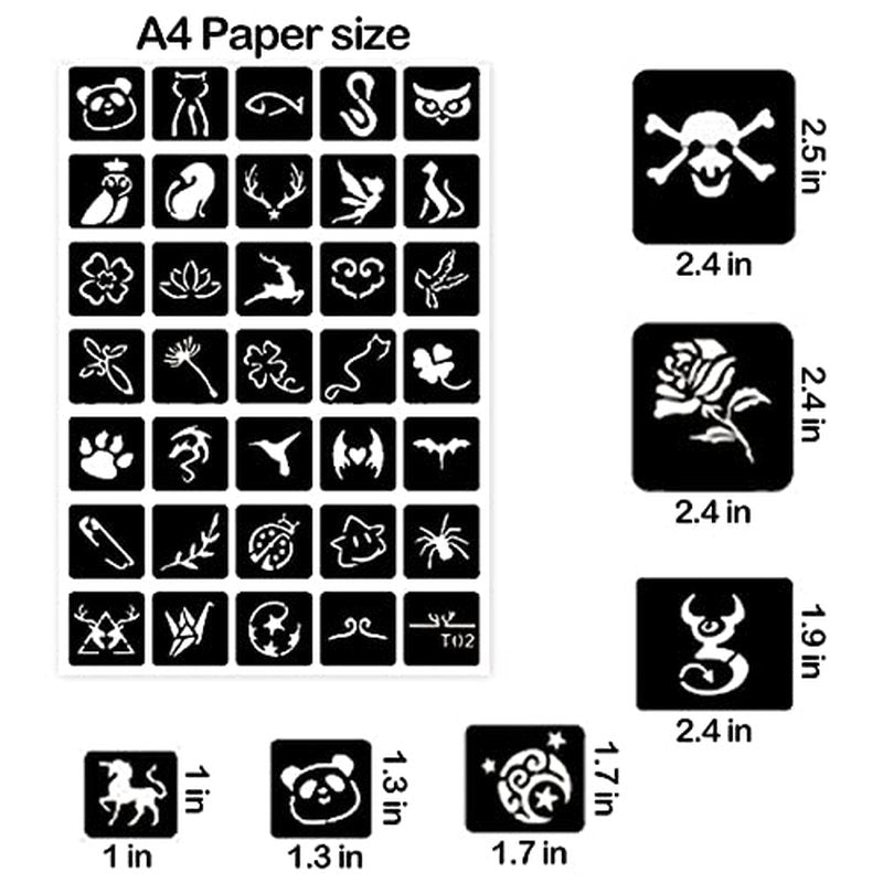 761pcs Temporary Tattoo Stencils, 20 Sheets Face Body Paint Henna Stencils Kit, Glitter Tattoo Stencils for Man Women Birthdays Halloween Christmas Party Favor Supplies