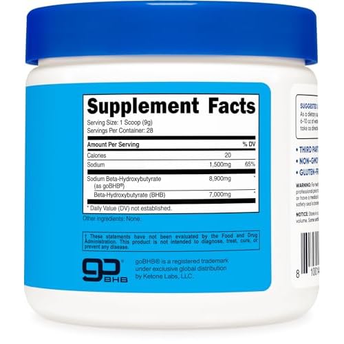 Nutricost Sodium BHB Powder (250g) Unflavored - Keto Supplement, Beta-Hydroxybutyrate Salt