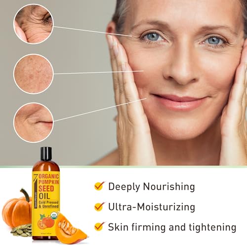 Organic Pumpkin Seed Oil for Hair & Skin - 16oz Cold-Pressed Moisturizer
