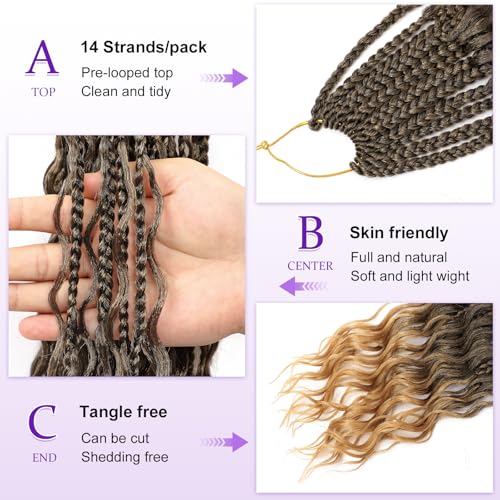 18 Inch Goddess Box Braids Crochet Hair for Black Women - T1B/27# - Pack of 7