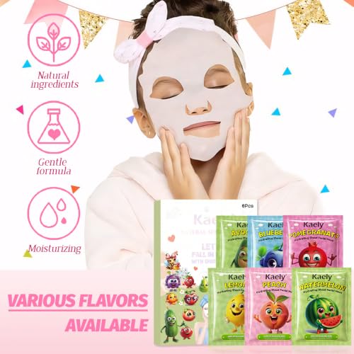 Fruit Face Masks for Kids 6-Pack | Moisturizing Skin Care Set for All Skin Types