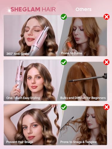 SHEGLAM Automatic Curling Iron Pink 0.75 Inch - Hair Styling Tool