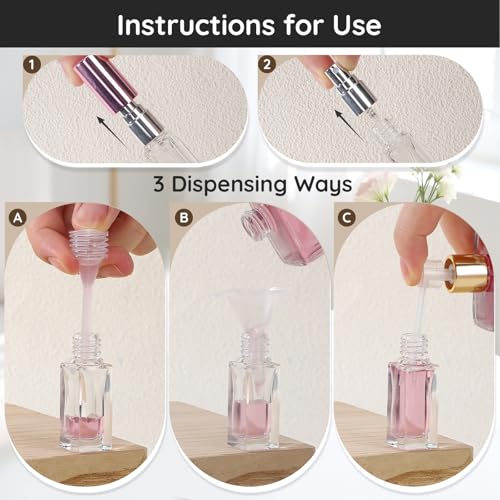 40Pcs 5ml Travel Perfume Bottles Refillable Atomizer Spray Set - Mini Glass Mist Sprayers with Refill Kit