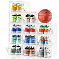 12 Pack Clear Shoe Storage Organizer with Magnetic Front Door - Size 12, Stackable Shoe Boxes
