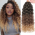 Leeven Gogo Curl Crochet Hair 18 Inch 8 Packs - Ombre Brown to Honey Blonde, Short Water Wave Synthetic Hair with Variation #1B/30/27