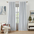 Blue Striped Full Blackout Curtain Panels 55 x 90 Inches Pack of 2 - Light Filtering Bedroom Drapes