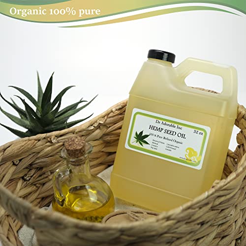 32 oz Organic Cold Pressed Hemp Seed Oil - Pure & Natural, Hair & Skin Care