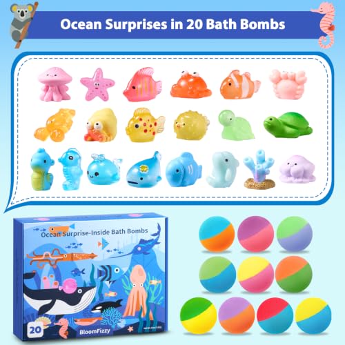 Kids Ocean Bath Bombs with Surprise Sea Animal Toys - Safe Gift Set
