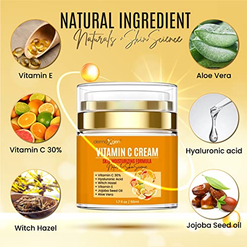 Vitamin C Moisturizing Cream & Turmeric Eye Cream Set ? Hydrating Skincare Duo for All Skin Types, Targeting Dullness, Puffiness & Fine Lines.