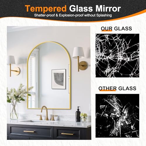 Delma Arched Bathroom Mirror 26x38 Black – 38" L x 26" W
