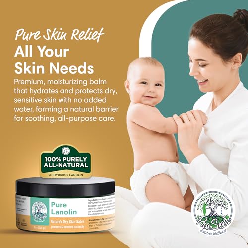 ProSeed Handmade Pure Lanolin Cream ? Unrefined Balm for Moms, Baby Care & Nursing ? Gentle Moisturizer for Dry Skin, Lips, Hands & Face ? Petroleum-Free, 8oz