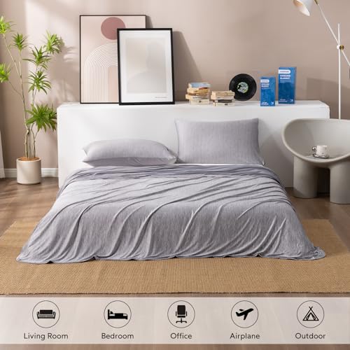 HOMFINE Cooling Blanket Queen 90x90 Grey for Hot Sleepers, Double-Sided Nano Fiber