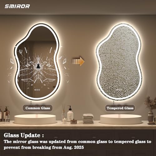 Irregular Cloud-Shaped LED Bathroom Vanity Mirror 20x32 Backlit & Front Light