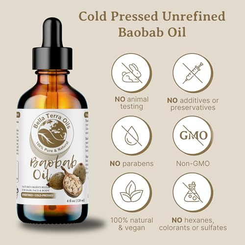 Bella Terra Oils - Baobab Oil 16oz - The Ultimate Choice for Skin Hydration, A Symphony of Amino Acids & Essential Minerals for Your Skin