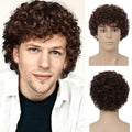 Men's Brown Curly Afro Wig - Short Cosplay Costume Hair, Heat-Resistant Synthetic