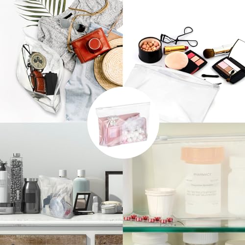 Bokon 100 Pcs Small Toiletry Bags Bulk, 5.12 x 8.11 Inches Clear Makeup Bags with Zipper Travel Pouches Cosmetic Storage Pouches for Women Waterproof Transparent PE Organizer for Travel Vacation