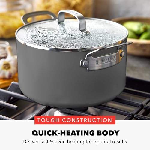 GreenPan x Bobby Flay 6QT Graphite Stockpot with Glass Lid, Nonstick Induction Safe