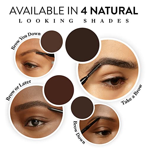 Waterproof Eyebrow Pen with Brush, Brow Pencil & Lash Spoolies for Eyelash Extensions, Eye Brow Pencils for Women, Eyelash Brush & Spoolie Combo, Eyebrow Makeup Tool Set, Take A Brow (Black Brown)