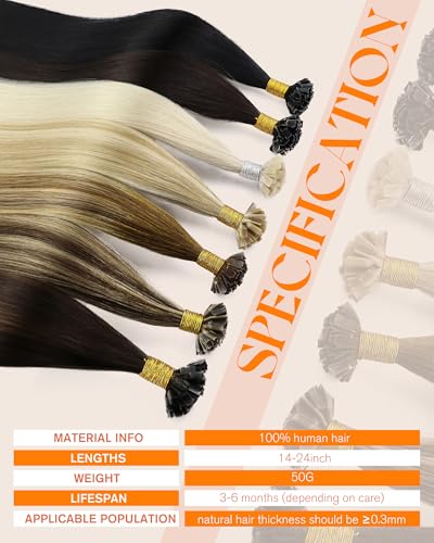 Sunny Hair K-2 Dark Brown Human Hair Extensions 50g - Seamless Keratin Bonded Weave