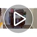 31.5-Inch Record Player Stand with Power Outlets and Vinyl Storage Cabinet