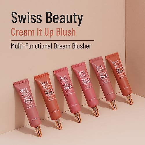 Swiss Beauty Cream It Up Blusher | Highly Pigmented | Long-lasting | Buildable & Blendable | All Skin Types | Shade - Natural Flush, 10ml