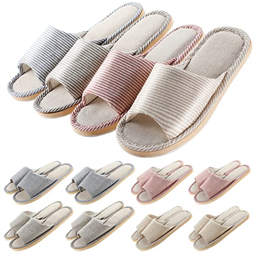 Mepase 8 Pairs Washable Open Toe House Slippers for Guests Women Men