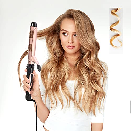 Long Barrel Curling Iron - 1.25 Inch Ceramic Curling Iron for Long Hair - Rose Gold