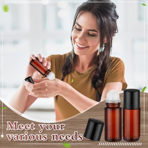 50ml Glass Roller Bottles for Essential Oils - Refillable & Leakproof Set