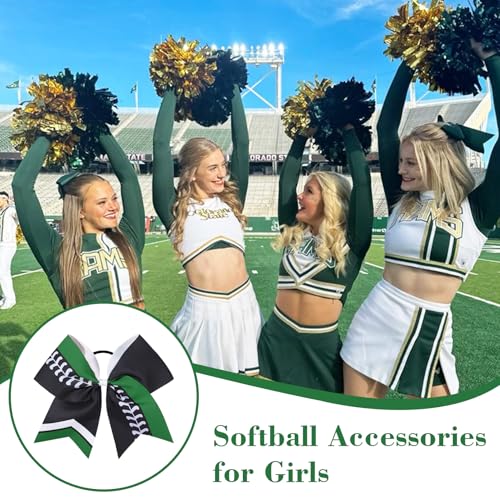 Softball Cheer Bows - 12 Pack Large 8-Inch Cheerleading Hair Accessories for Girls