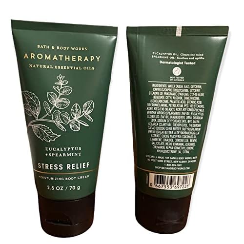 Bath and Body Works 2 Piece Pack Aromatherapy Eucalyptus Spearmint Stress Relief Travel Size ( 2.5 oz / 57 g Each) Body Cream