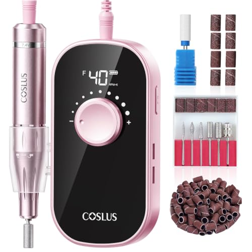 COSLUS E51 Pink Professional Nail Drill - Electric Manicure File, 40,000 RPM