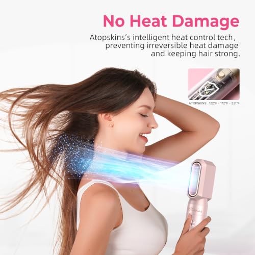 Pink 6-in-1 Blow Dryer Brush Hot Air Styler with Auto-Wrap Curlers
