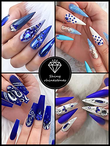 EBANKU Blue Nail Gems Rhinestones Kit 3100pcs for Nail Art & Crafts - Variation B