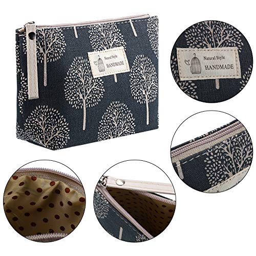8 Pack Canvas Cosmetic Bags with Zipper for Makeup Storage & Travel