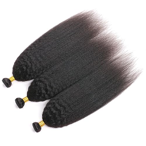 Short Brazilian Yaki Straight Human Hair Bundles 12 Inch - Kinky Straight Variation