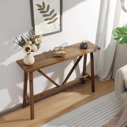Wnutrees 43" Farmhouse Solid Wood Console Table - Rustic Hallway/Entry Sofa Table